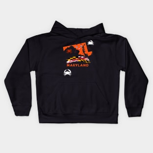 MARYLAND STATE AND FLAG DESIGN Kids Hoodie